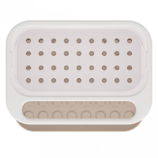 Подставка для губок, моющего средства, тряпок пластмассовая 21,5х15х13см бело-бежевый (Россия)