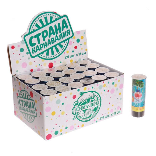 Цена за 24 шт. Хлопушка пружинная С Новым годом!, 11 см конфетти, фольга-серпантин - Страна карнавалия фото 3