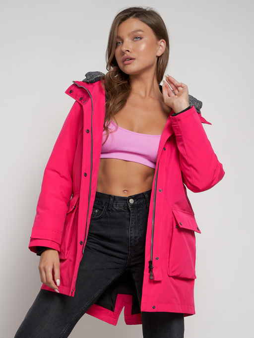 Парка женская зимняя MTFORCE c капюшоном розового цвета 2329R  фото 19