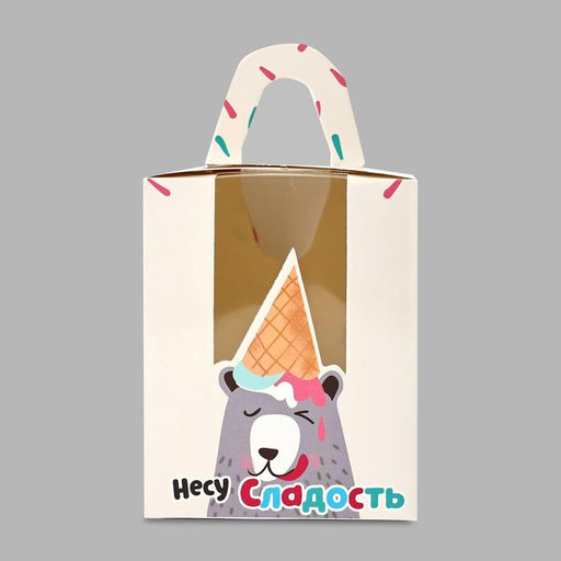 Цена за 5 шт. Коробка для капкейков, кондитерская упаковка, 1 ячейка «Несу сладость», 9×9×11 см