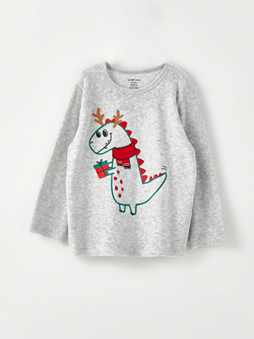 Bisiklet Yaka Uzun Kollu Desenli Erkek Bebek Kadife Pijama Tak?m? - Waikiki фото 2