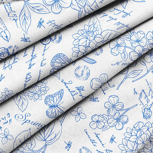 "Жозефина, синий" Скатерть 150х145см, длина стола до 110см, на 4 персоны, хлопок "Премиум" 186г/м2, "Домашняя мода" (Россия)