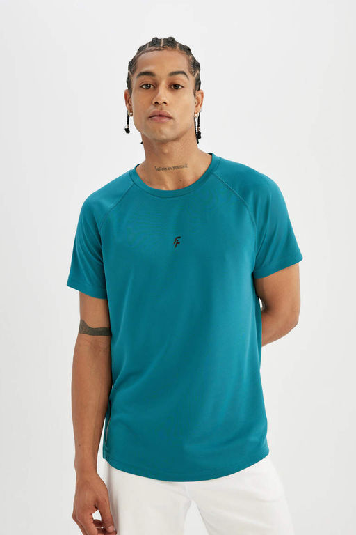 DeFactoFit Облегающая футболка с круглым вырезом для спортсменов из плотной ткани с короткими рукавами