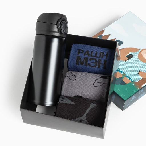 Набор подарочный KAFTAN Если че, носки 3 пары, размер 41-44 (27-29 см), термос