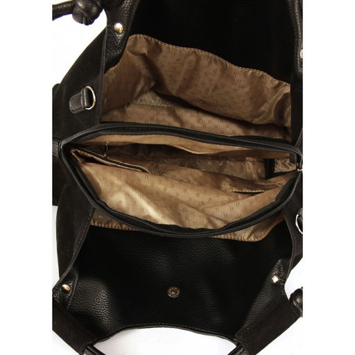 Сумка женская натуральная замша ADEL-267 (отделка ИСК/КОЖА), 3отд, плеч/рем. черный 265448 - Adelia фото 3