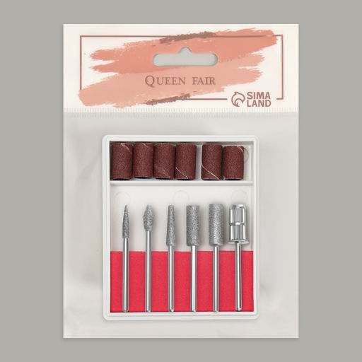 Фрезы с алмазным напылением, с насадками для педикюра, в пластиковом органайзере, 12 шт.