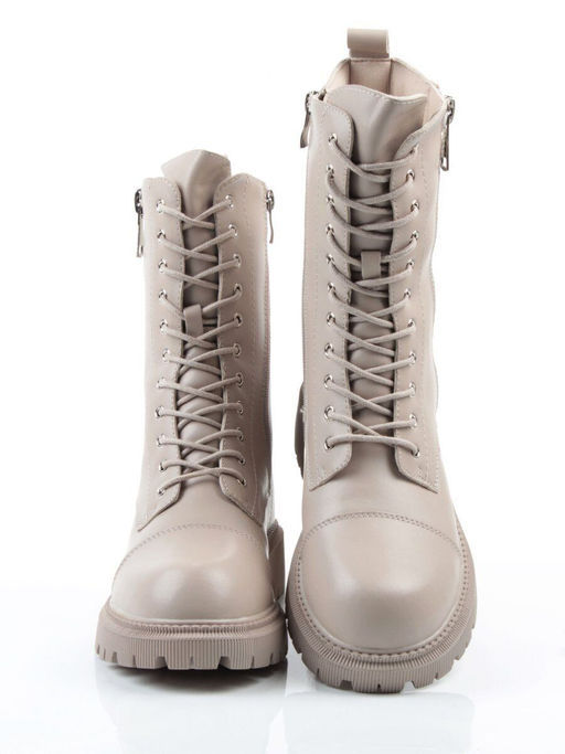 04-PAX83-2Z GRAY/BEIGE Ботинки зимние женские (натуральная кожа, 100% шерсть)