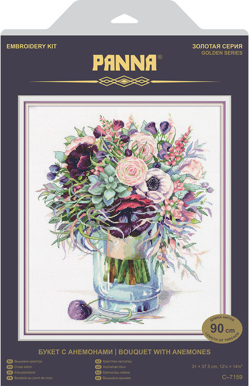 Набор для вышивания PANNA Золотая серия C-7159 Букет с анемонами 31 х 37.5 см