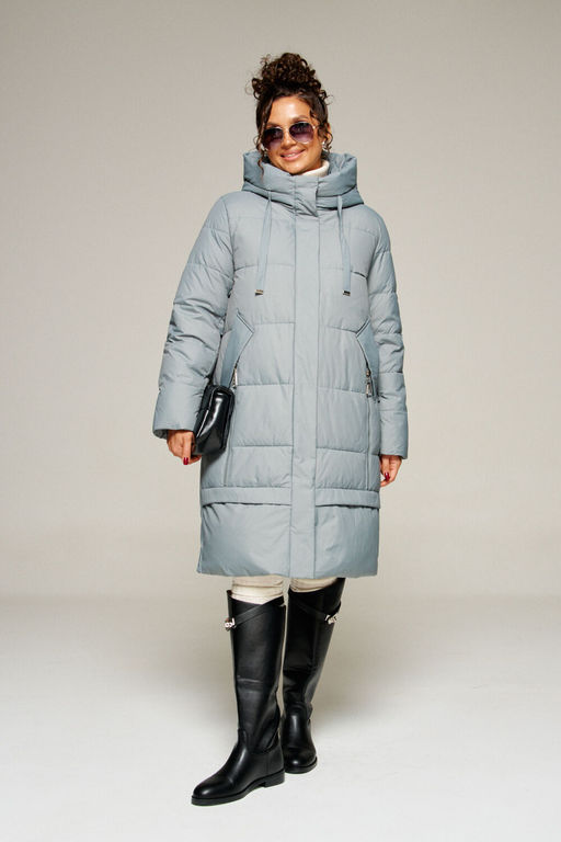 Пальто Beautiful Free 8022 серо-голубой