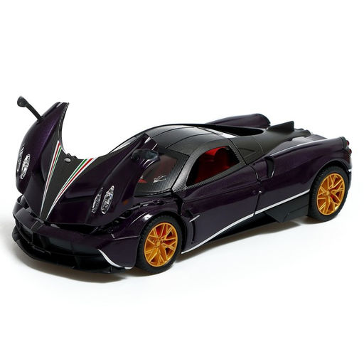 Машинка металлическая, инерционная, 1:24,открываются двери, капот, багажник, световые и звуковые эффекты, цвет фиолетовый