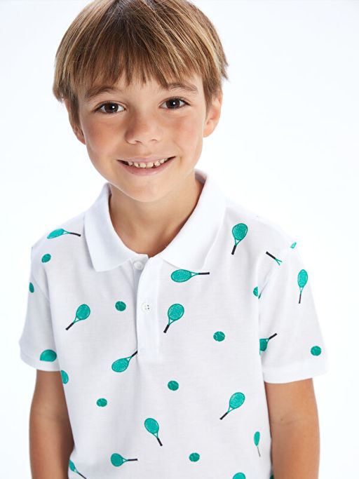Polo Yaka Desenli Penye Erkek Bebek Ti??rt