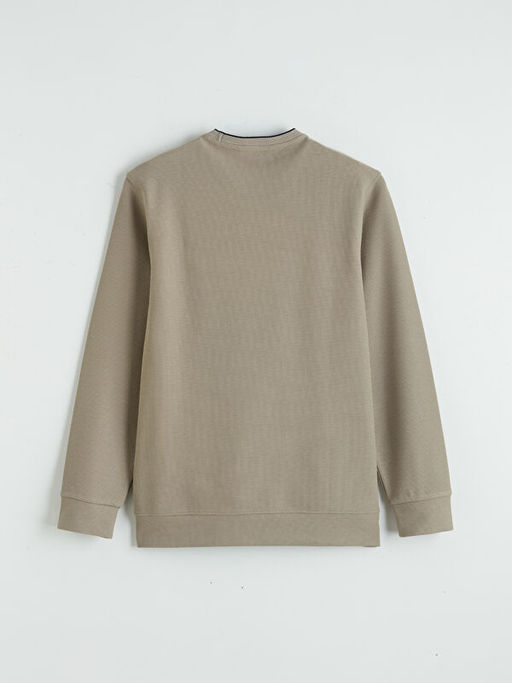 Bisiklet Yaka Bask?l? Erkek Sweatshirt