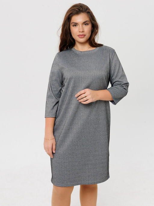 Платье женское П-176 (жаккард принт) Тёмно-серая ёлочка