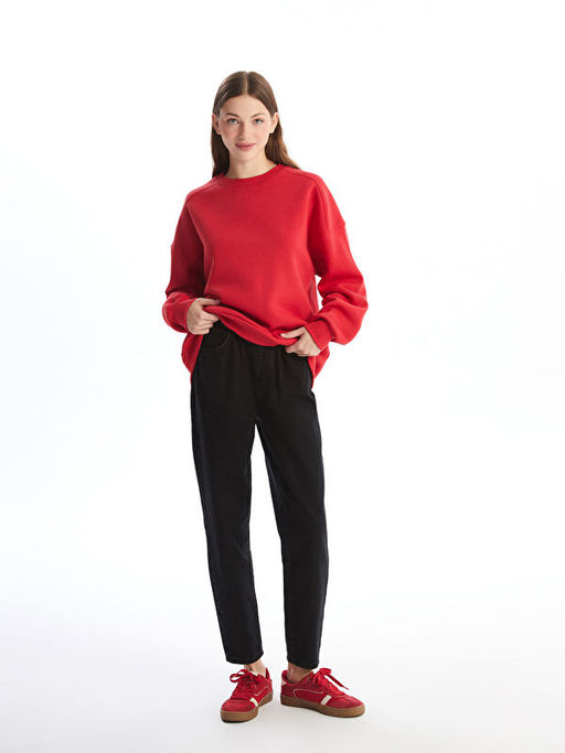 Beli Lastikli Slouchy Fit Kad?n Jean Pantolon