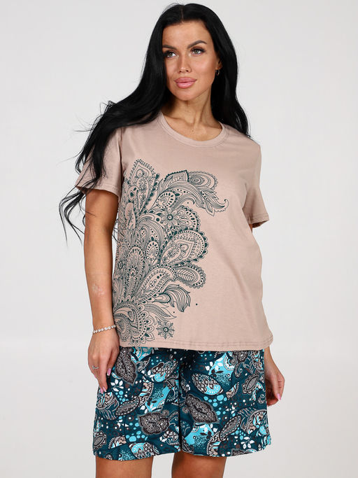 474-ДК ДОМАШНИЙ КОСТЮМ (шорты) (Огурцы на изумрудном) - А-дина фото 3