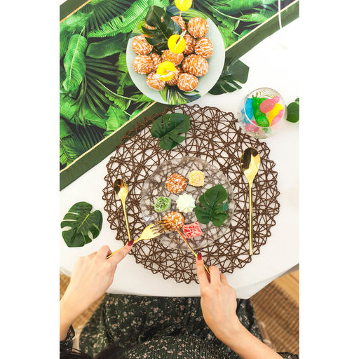 Цена за 12 шт. Салфетка сервировочная на стол Доляна «Одуванчик», d=38 см, коричневая