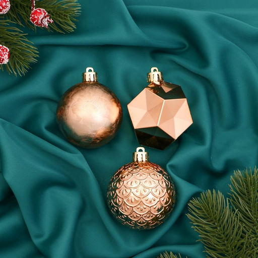 Ёлочные игрушки Северное сияние, шары новогодние, d=6 см, набор 3 шт., грани, золото