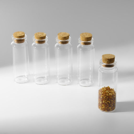 Цена за 3 шт. Баночки для хранения бисера, с пробкой, d=2.2×6 см, 5 шт.