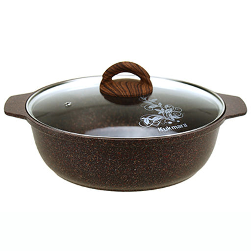 Кастрюля с антипригарным покрытием 3л, д26см "Granit Ultra", h9см, стеклянная жаропрочная крышка, ручка из термостойкого пластика, красный гранит (Россия) - можно использовать металлические кухонные принадлежности