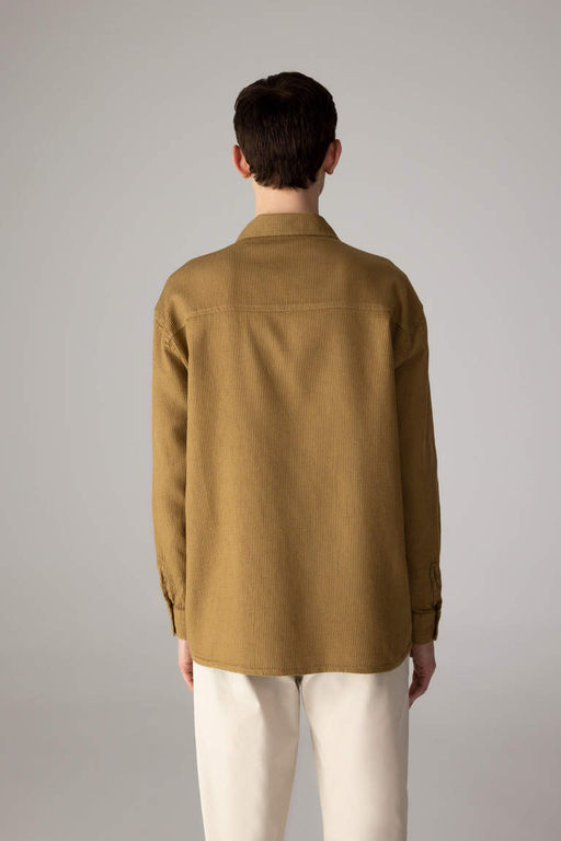 Хлопковая рубашка с длинными рукавами и воротником-поло оверсайз - Defacto фото 4