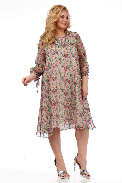 Платье Michel Chic 2127 бежевый, цветы фото 5