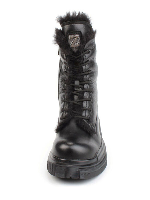 04-YPM5822A BLACK Ботинки зимние женские (натуральная кожа, натуральный мех) - Фабричный китай фото 4
