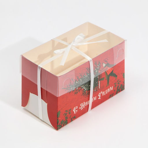 Цена за 5 шт. Коробка для капкейка «С Новым годом», 16×8×10 см