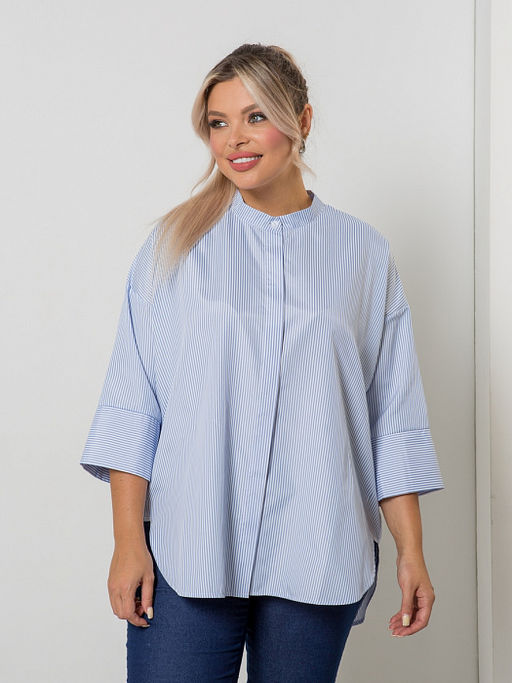 Блузка 1274 голубая полоска - Novita фото 11