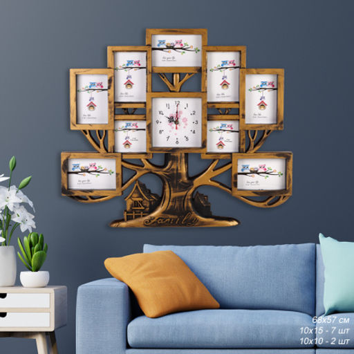 Фоторамка коллаж с часами Дерево 68x57 см / WK12B /уп 12/10 фото - Галеонтрейд фото 5