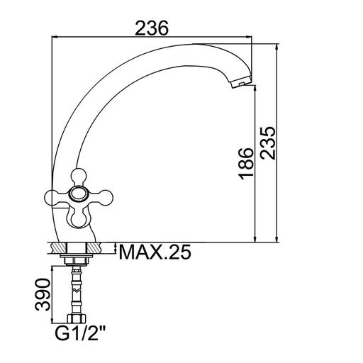 Смеситель для кухни Accoona A4071C, двухвентильный, с гайкой, латунь, цвет бронза