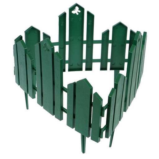 Ограждение декоративное, 25×170 см, 5 секций, пластик, зелёное, «Чудный сад»
