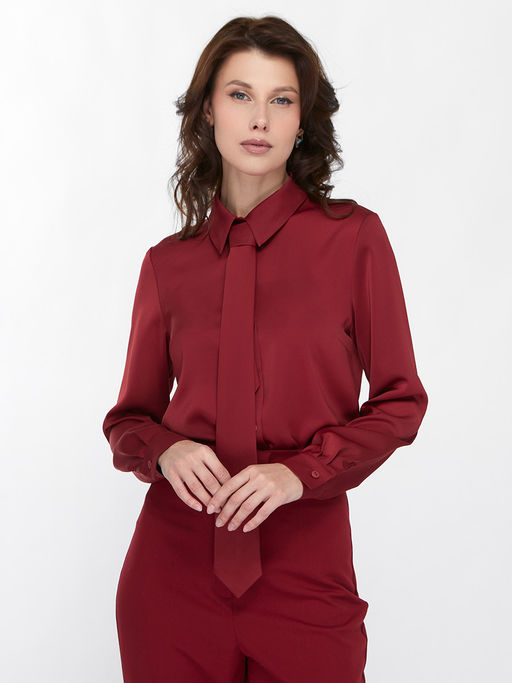 Блузка с галстуком OD-881-6 бордовый - Tantino фото 6
