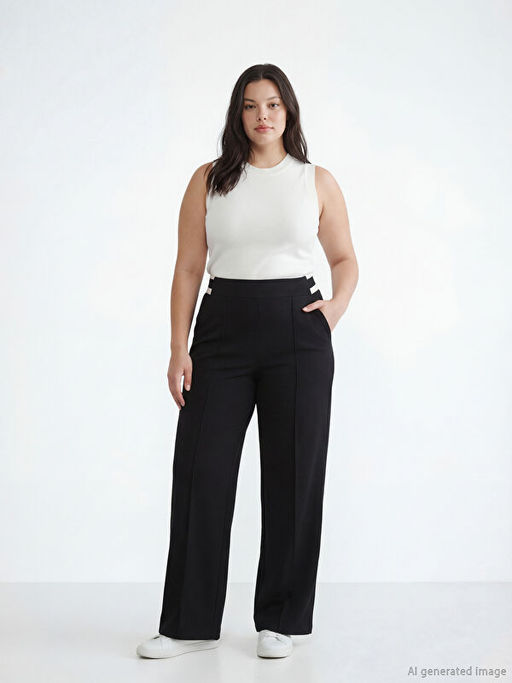 Beli Lastikli Geni? Pa?a Kad?n Pileli Pantolon