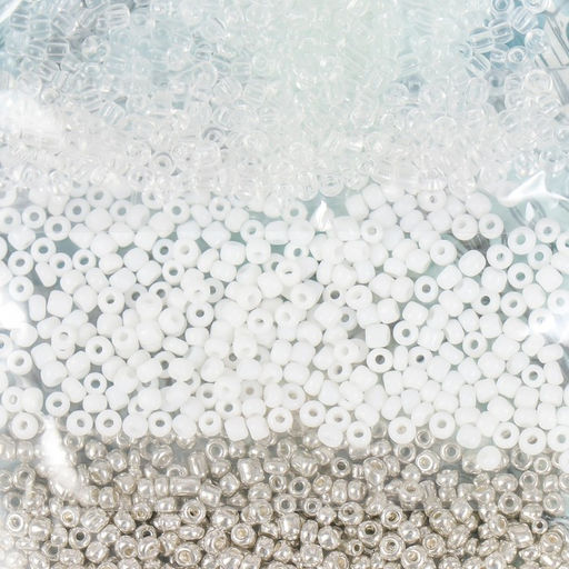 Бисер круглый «Чёрный, белый», 5 цветов × 10 г