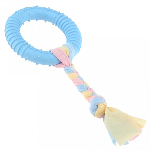 Игрушка для собаки Кольцо с косичкой д7,8х1,5см, резиновая, цвета микс (Китай) - Pet toys фото 2