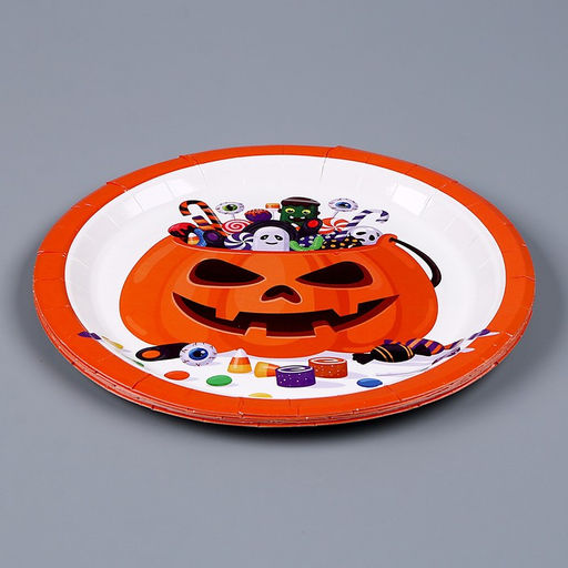 Тарелка бумажная Тыква, в наборе 6 шт. - Страна карнавалия фото 2