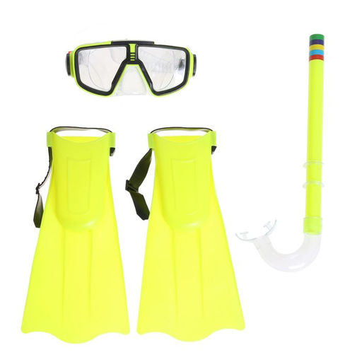 Набор для плавания детский ONLYTOP: маска, трубка, ласты безразмерные, цвета МИКС - Onlitop фото 6