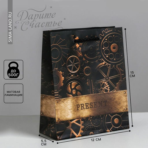 Цена за 2 шт. Пакет подарочный ламинированный, упаковка, «Steel», S 12 х 15 х 5.5 см