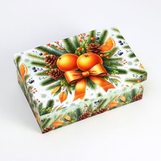 Набор подарочных новогодних коробок 10 в 1 Мандариновое счастье, 32.5?20?12.5 - 12?7?4 см
