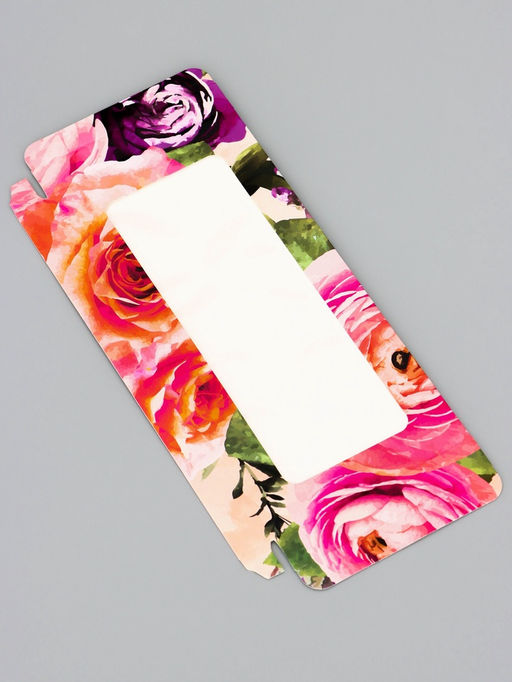 Цена за 5 шт. Подарочная коробка под плитку шоколада, с окном, Цветочки, 17.1?8?1.4 см