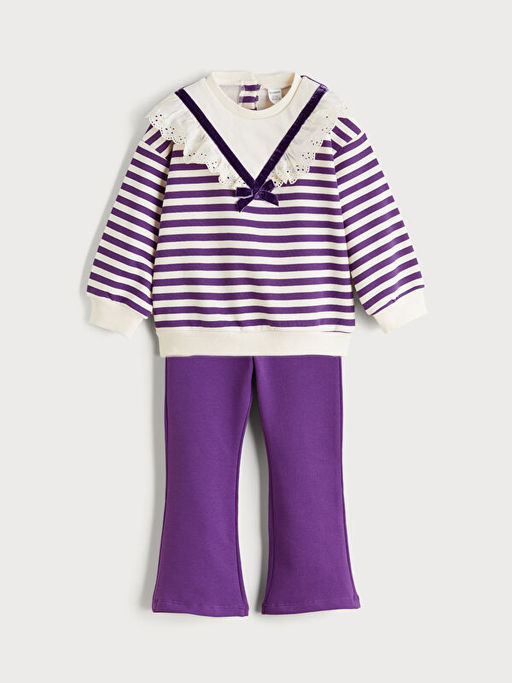 Bisiklet Yaka K?z ?ocuk Sweatshirt ve Tayt