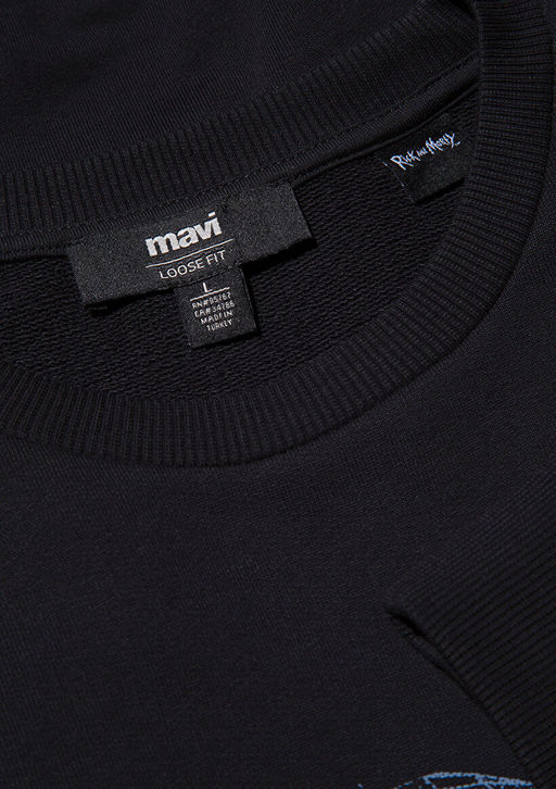 Rick and Morty Bask?l? Siyah Sweatshirt - Mavi фото 6
