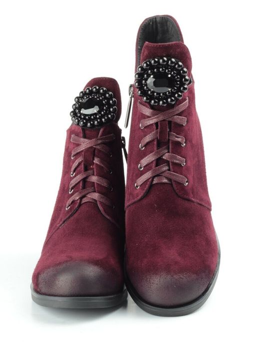 04-R181-3 BURGUNDY Ботинки зимние женские (натуральная замша, натуральный мех) - Фабричный китай фото 16