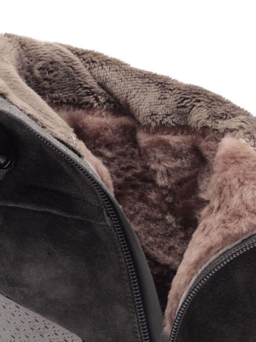 02-YF189-201M DK.GREY Полусапоги зимние женские (натуральная замша, натуральный мех (еврозима))