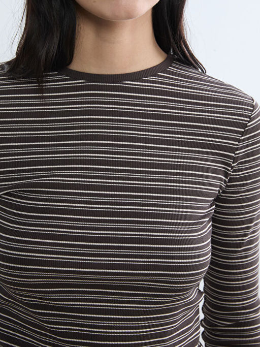 Bisiklet Yaka ?izgili Kad?n Body