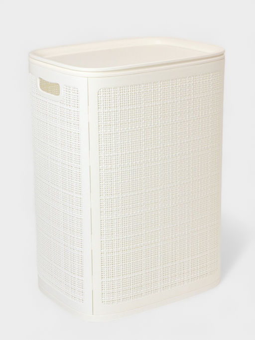 Плетёная корзина для белья с крышкой "Лён" 75л 43×32×60см, цвет белый