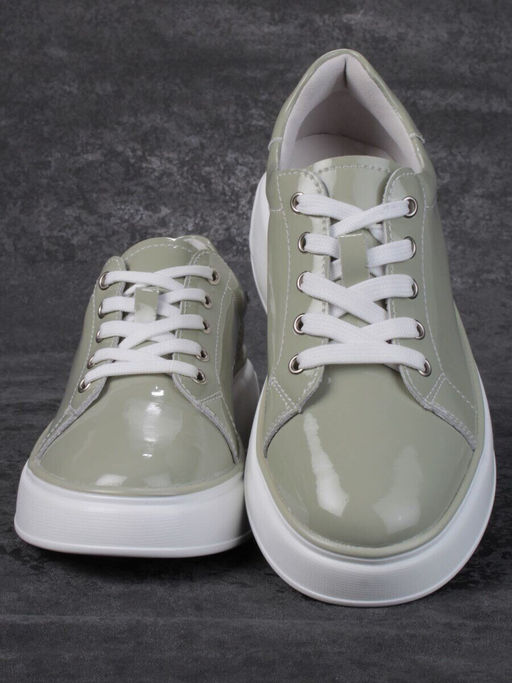 05-PDD215-3 GRAY GREEN Кроссовки женские (натуральная кожа)