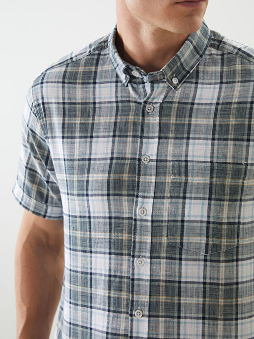 Regular Fit K?sa Kollu Ekose Erkek G?mlek