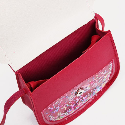 Сумка детская, для девочки с длинным ремешком, с блёстками, на магните, розовая