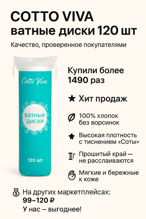 COTTO VIVA ватные диски 120шт